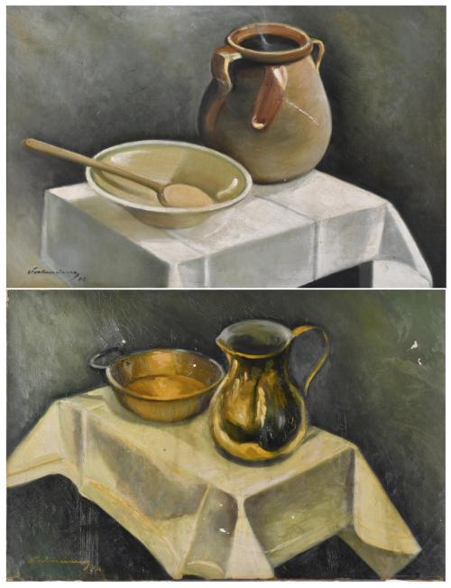 20TH CENTURY SPANISH SCHOOL. Pair of still lifes, 1932 and 1934.
