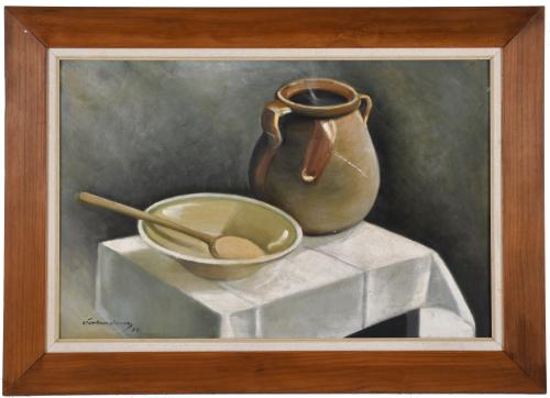 ESCUELA ESPAÑOLA, SIGLO XX. Pareja de bodegones, 1932 y 193