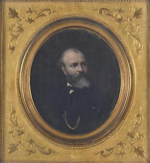 ESCUELA ESPAÑOLA, SIGLO XIX. "Retrato ovalado de caballero".