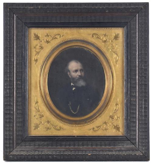 ESCUELA ESPAÑOLA, SIGLO XIX. "Retrato ovalado de caballero".