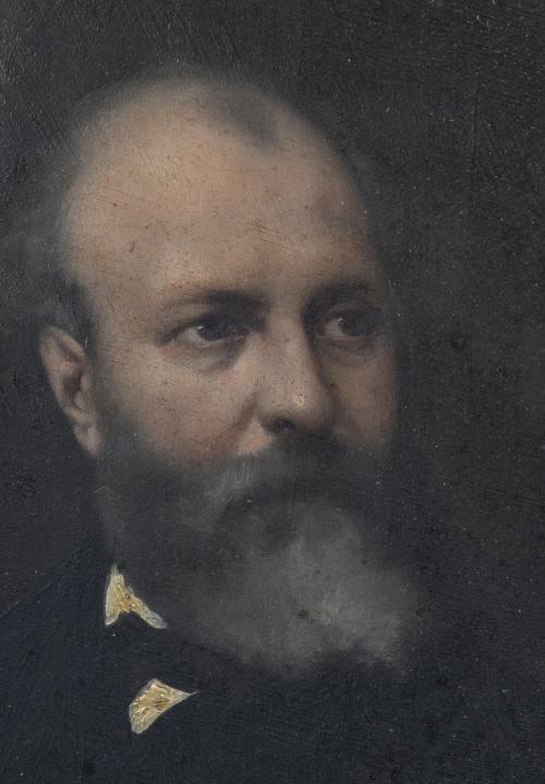 ESCUELA ESPAÑOLA, SIGLO XIX. "Retrato ovalado de caballero".