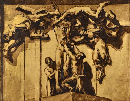 JOSEP MARIA SERT (1874/76-1945). "Martirio del apostol San Bartolomé", preparatorio para el fresco de la Catedral de Vic.