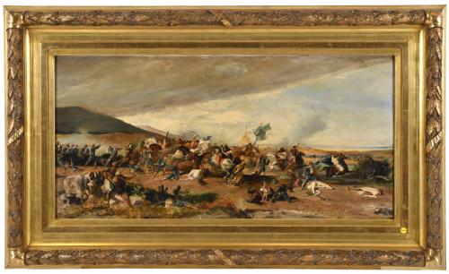 ESCUELA ESPAÑOLA, SIGLO XIX. "Batalla".