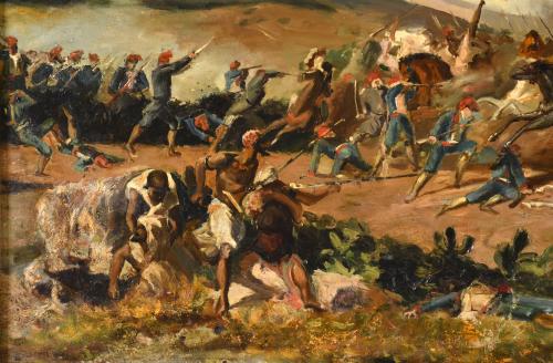 ESCUELA ESPAÑOLA, SIGLO XIX. "Batalla".