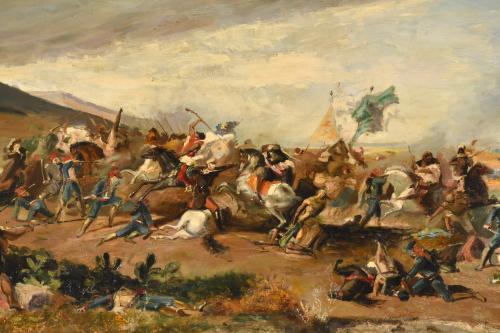 ESCUELA ESPAÑOLA, SIGLO XIX. "Batalla".