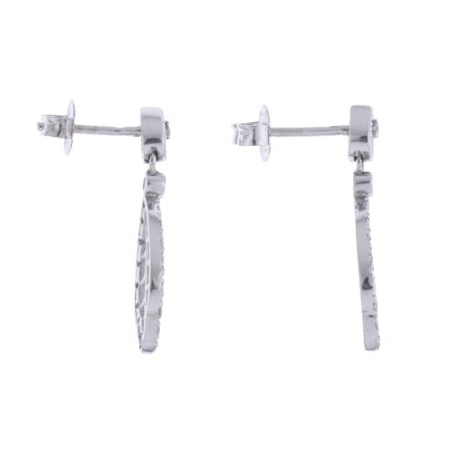 Leaf-shaped earrings with diamonds.