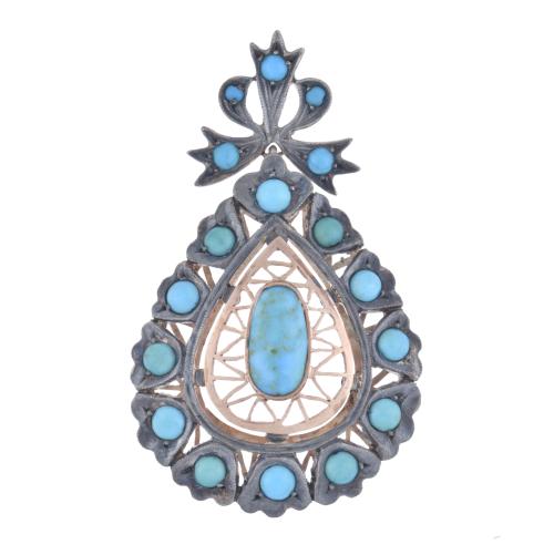 Belle Epoque pendant with turquoises.