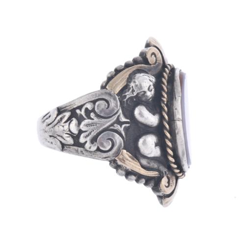 Elizabethan style ring with opal.