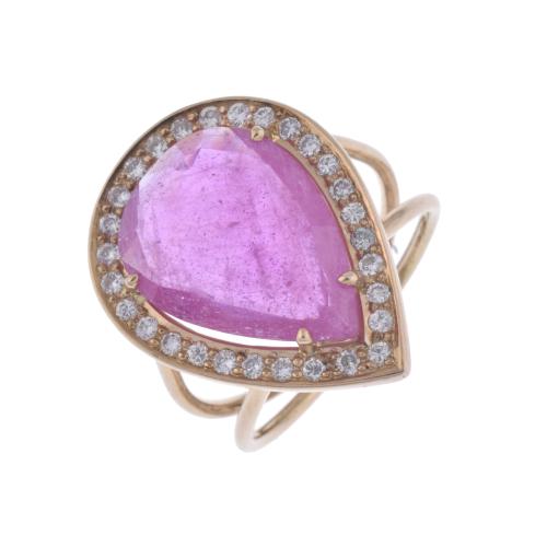 Rubellite and diamonds ring.