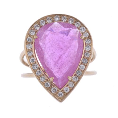 Rubellite and diamonds ring.