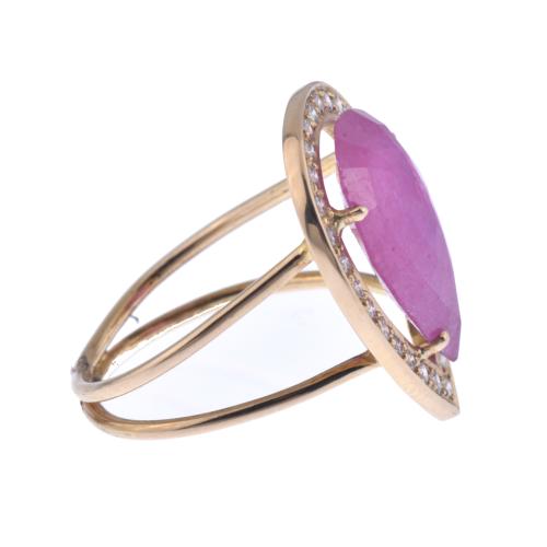 Rubellite and diamonds ring.
