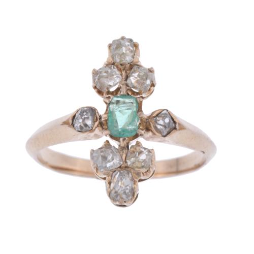 Anillo lanzadera con morganita y diamantes