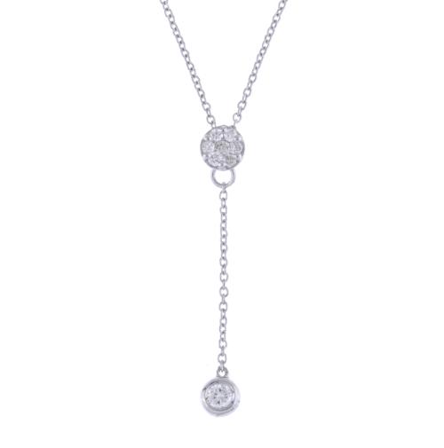 Necklace with diamonds tie-style pendant.