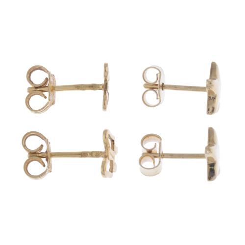 Two pairs of earrings in the shape of a butterfly and a sta