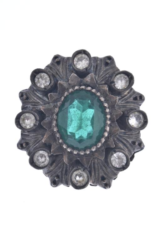 &#39;Noucentista&#39; earrings with emeralds and diamonds.