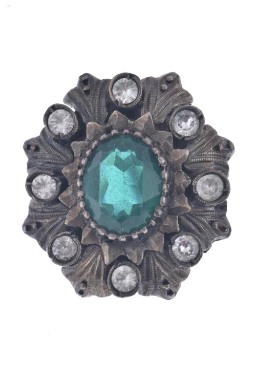 &#39;Noucentista&#39; earrings with emeralds and diamonds.