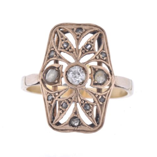 Belle Epoque style ring with diamonds.