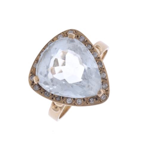 Diamonds and aquamarine ring.