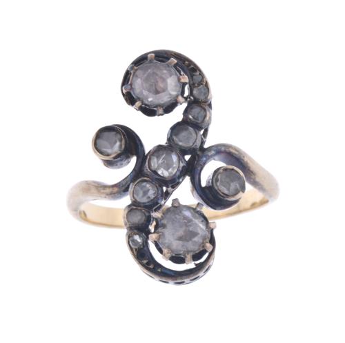 Art Nouveau ring with diamonds.