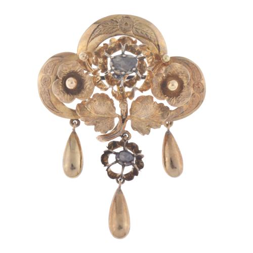 Elizabethan floral brooch with diamonds.