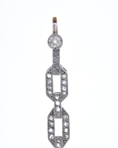 Pendientes art déco con aguamarina y diamantes.