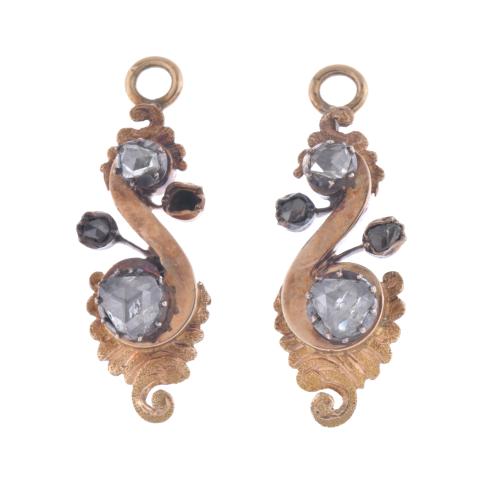 Art Nouveau earrings with diamonds.