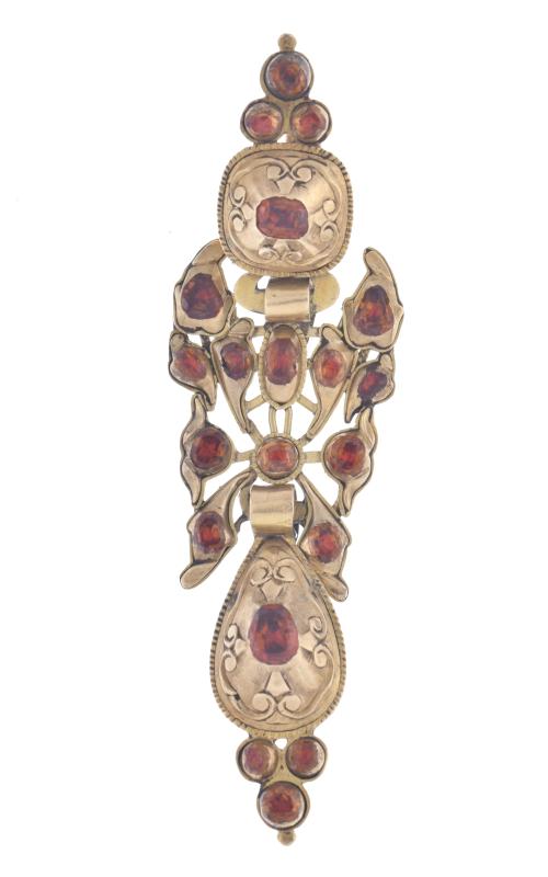 Pendientes de arangada con granates s. XVIII.