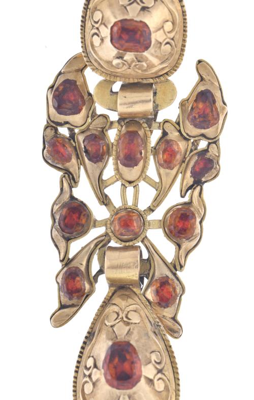 Pendientes de arangada con granates s. XVIII.