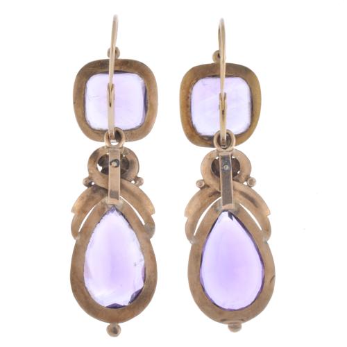 Elizabethan style earrings with amethysts.