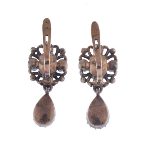 &#39;Noucentista&#39; earrings with emeralds and diamonds.