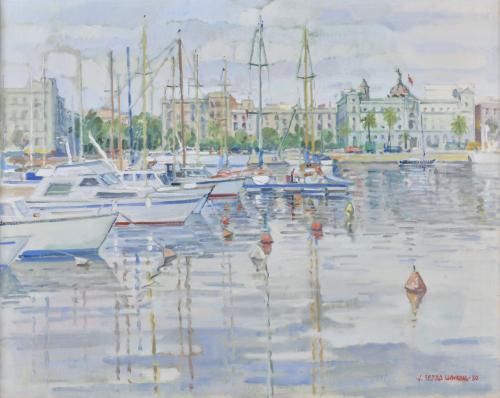 JOSEP SERRA LLIMONA (1937). ‘Paseo Colón from the Naútico’, 1980.