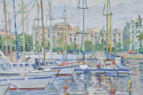 JOSEP SERRA LLIMONA (1937). "Paseo Colón desde el Naútico",