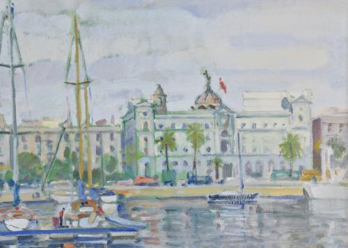 JOSEP SERRA LLIMONA (1937). "Paseo Colón desde el Naútico",