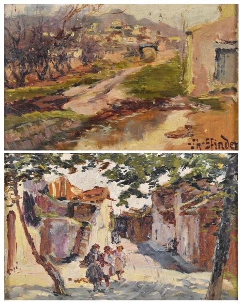 JH. SFINDER (19TH-20TH CENTURY). Pair of landscapes.