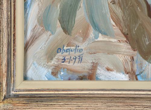 OBDULIO FUERTES SANCHEZ (1944).  Pareja de obras, "Gallo", 