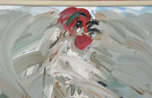OBDULIO FUERTES SANCHEZ (1944).  Pareja de obras, "Gallo", 