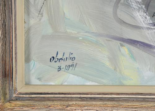 OBDULIO FUERTES SANCHEZ (1944).  Pareja de obras, "Gallo", 