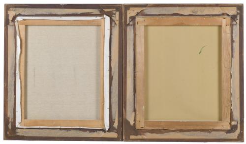OBDULIO FUERTES SANCHEZ (1944).  Pareja de obras, "Gallo", 