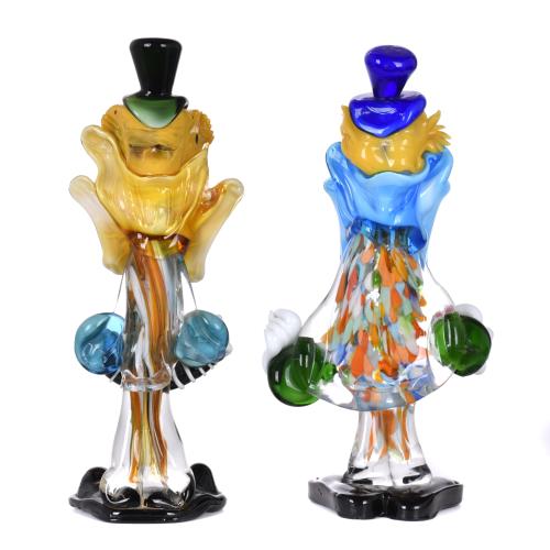 Lote de dos payasos en cristal de Murano, siglo XX. 