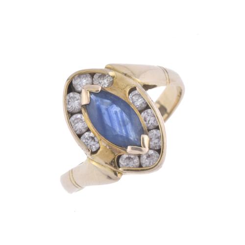 Anillo lanzadera con zafiro y circonitas