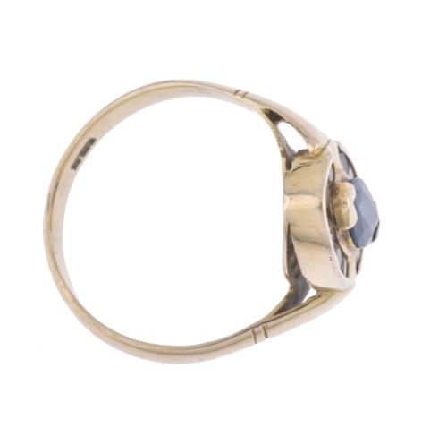 Anillo lanzadera con zafiro y circonitas
