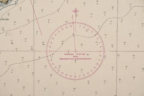 ESCUELA ESPAÑOLA, SIGLO XX. Carta náutica de la ensenda y p
