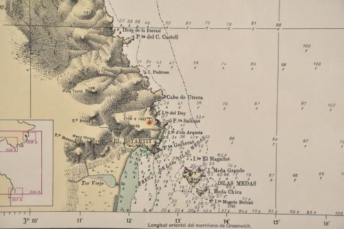 ESCUELA ESPAÑOLA, SIGLO XX.  Carta náutica del Golfo de Ros