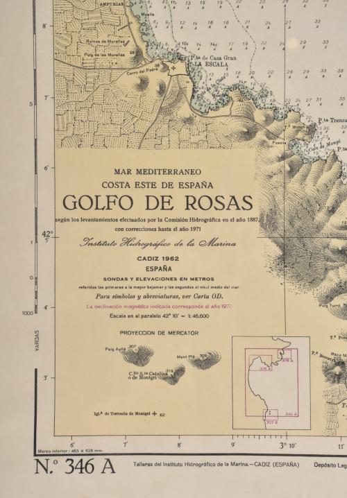 ESCUELA ESPAÑOLA, SIGLO XX.  Carta náutica del Golfo de Ros