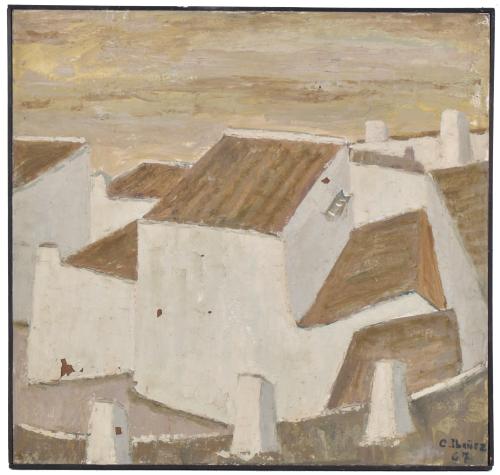 CONCHA IBAÑEZ (1929). &#39;Landscape with houses&#39;, 1967.