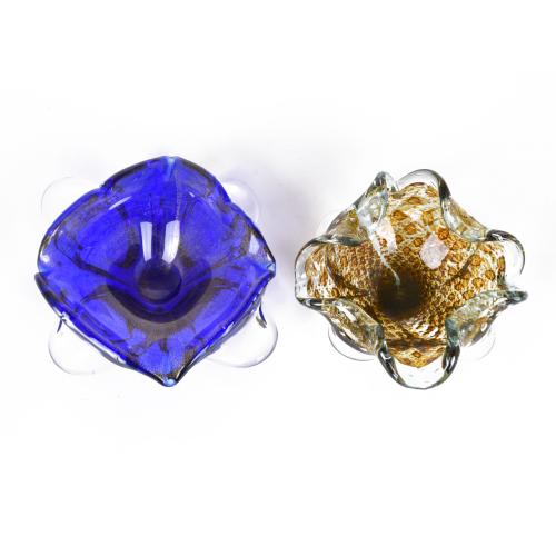 Pareja de ceniceros en cristal murano, siglo XX.