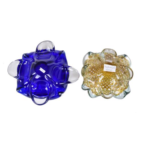 Pareja de ceniceros en cristal murano, siglo XX.
