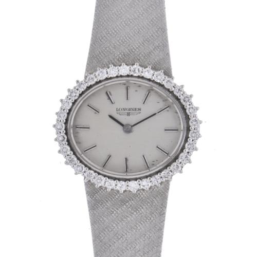 LONGINES. Reloj - joya en oro blanco y diamantes.