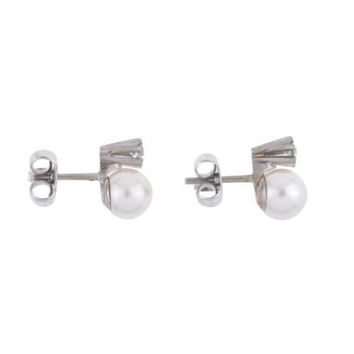 Pendientes tu y yo con perlas y diamantes.