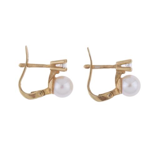 Pendientes tu y yo de diamantes y perlas.